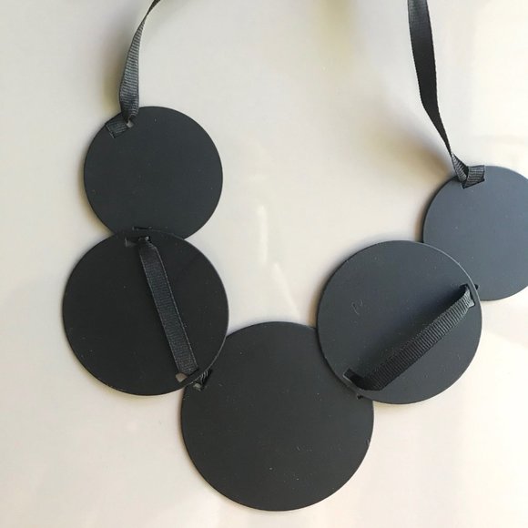 Metal and Ribbon Geometric Necklace - Picture 2 of 5